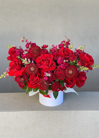 NO. 131. Red Passion (roses, matthiolas, dahlias)