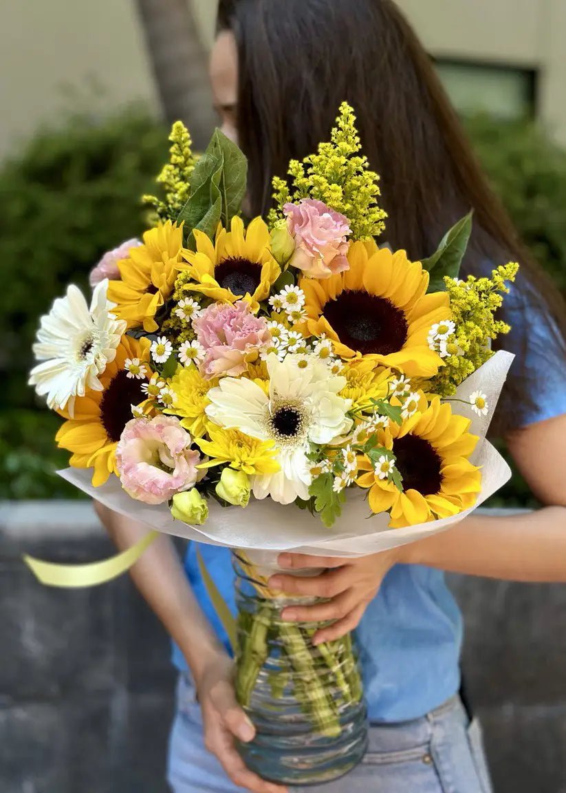 NO. 75. Sunny Days Bouquet (sunflowers, gerberas, lisianthuses)