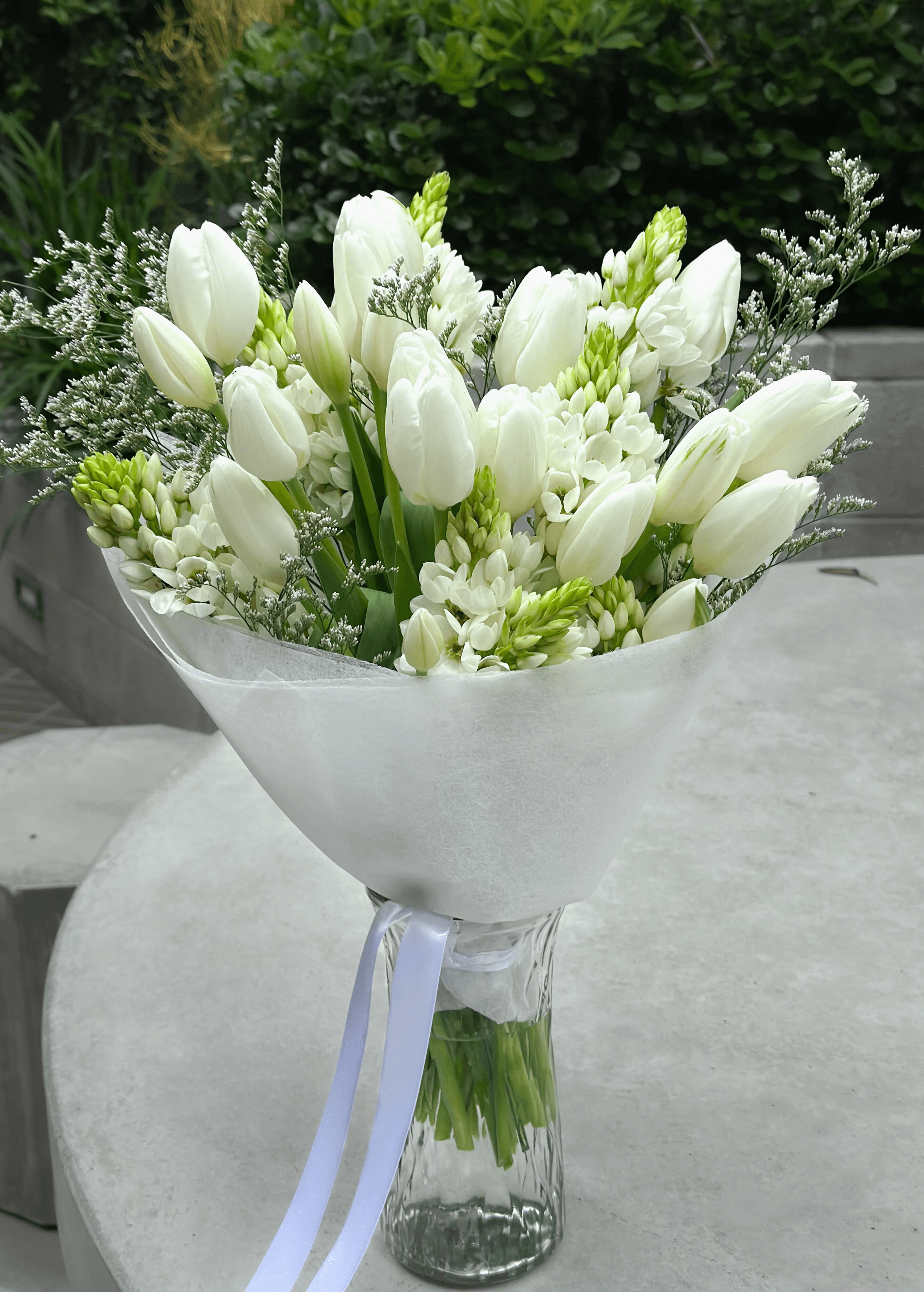 NO. 56. White Spring Bouquet (tulips, hyacinths)