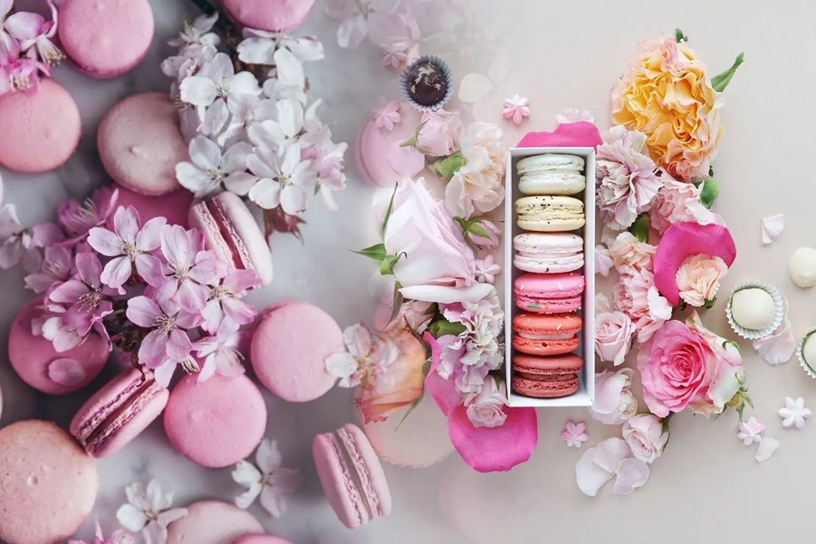 Flowers and Macarons from Cherry Blossom Flower Shop in Los Angeles Cherry Blossom Flowers