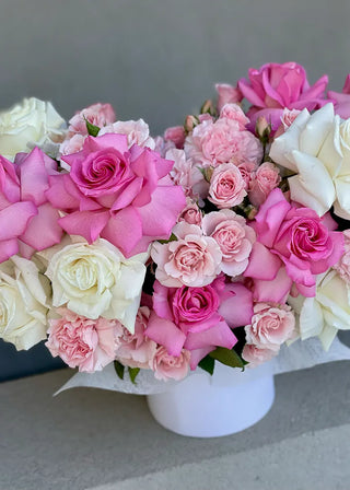 NO. 98. Strawberry Meringue (roses, hydrangeas, ranunculus, dianthuses)