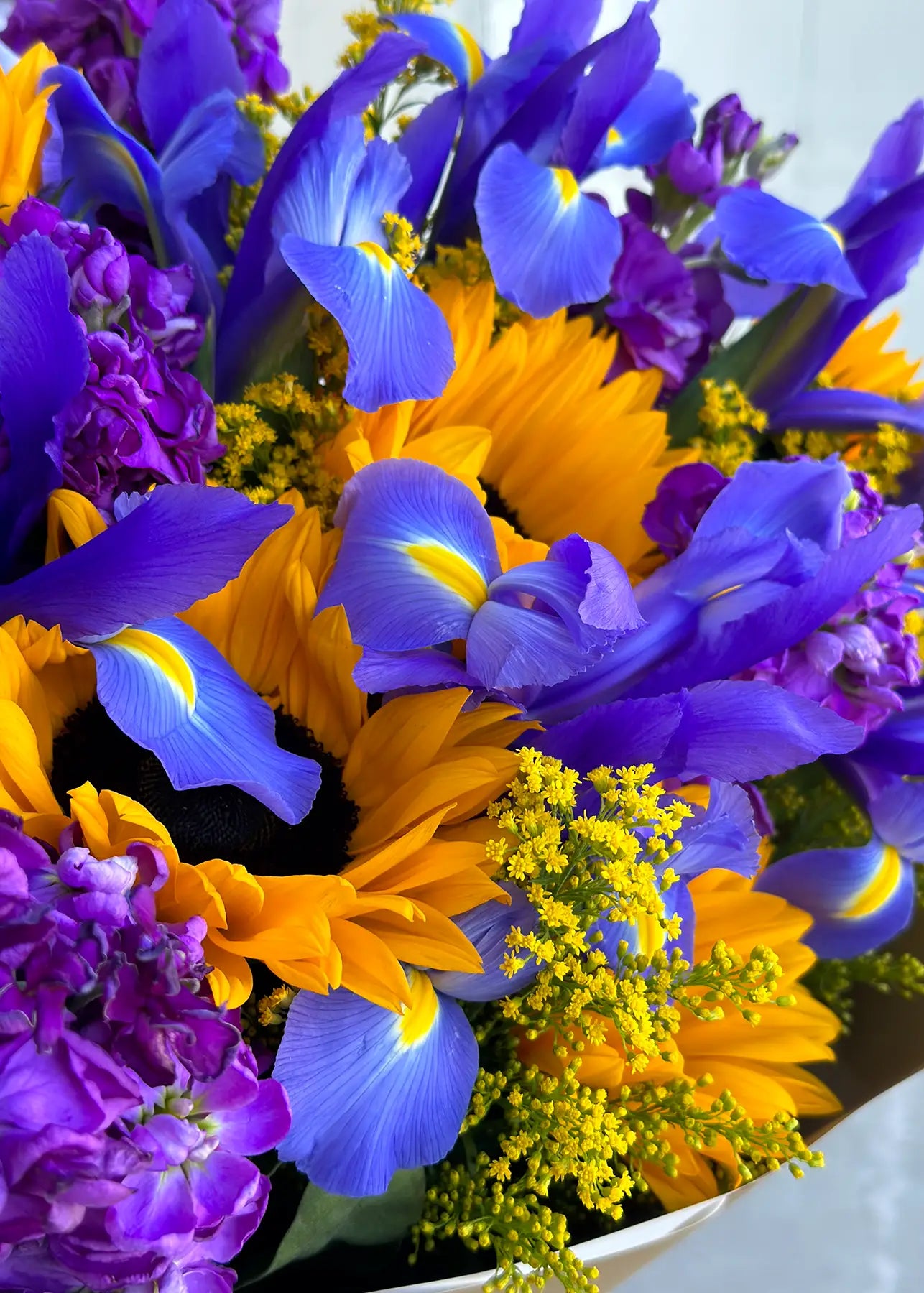 NO. 95. Sunflowes with Purple Flowers (sunflowers, irises, matthiolas)