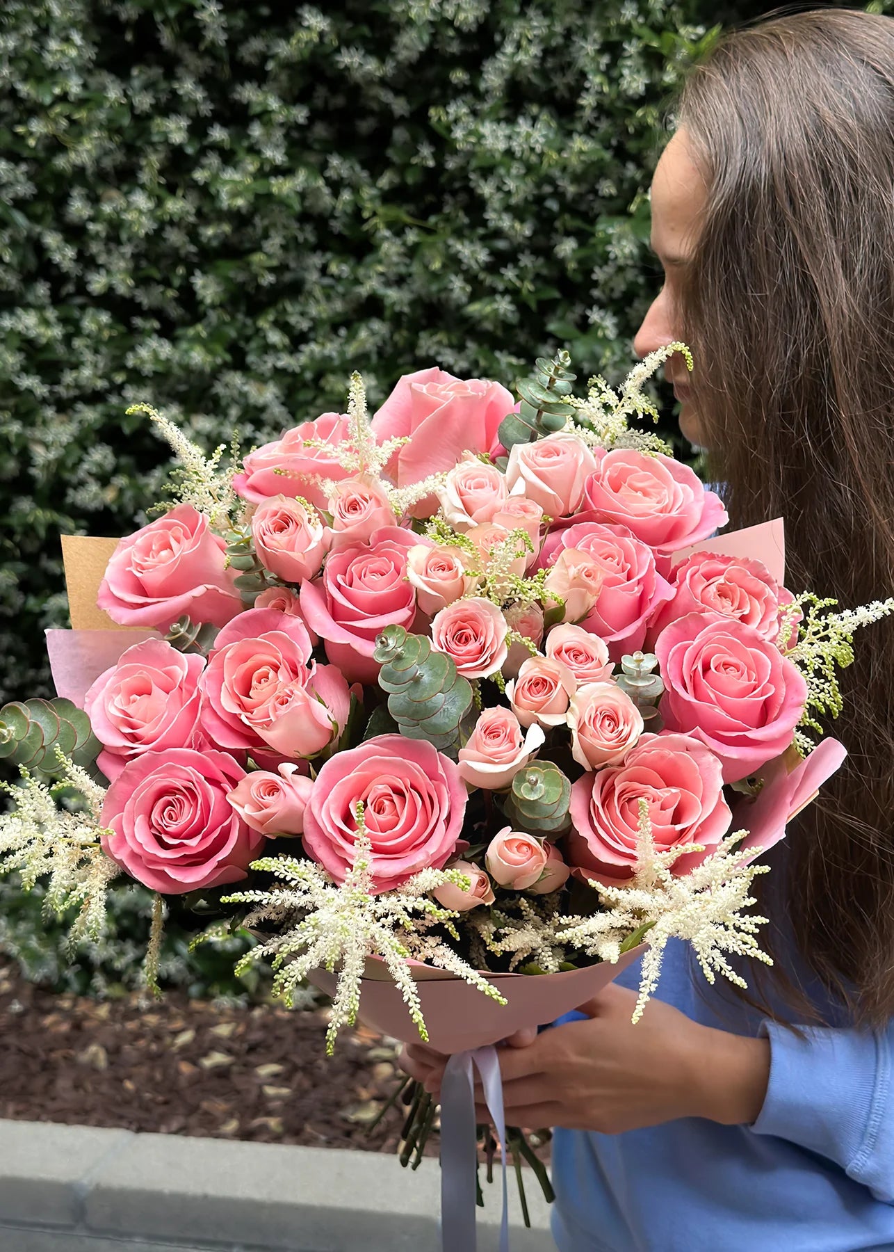 Pink Wrap Bouquet in Rosemead, CA | Steel Stem Floral