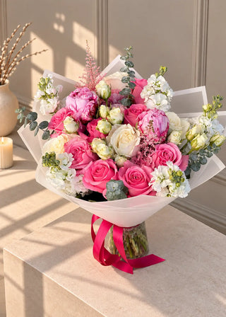 NO. 123. Pink Tenderness Bouquet (peonies, roses, matthiolas, astilbe)