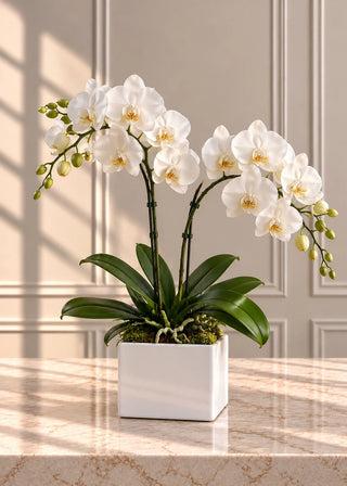 Two-Stem White Orchid Plant No. 67