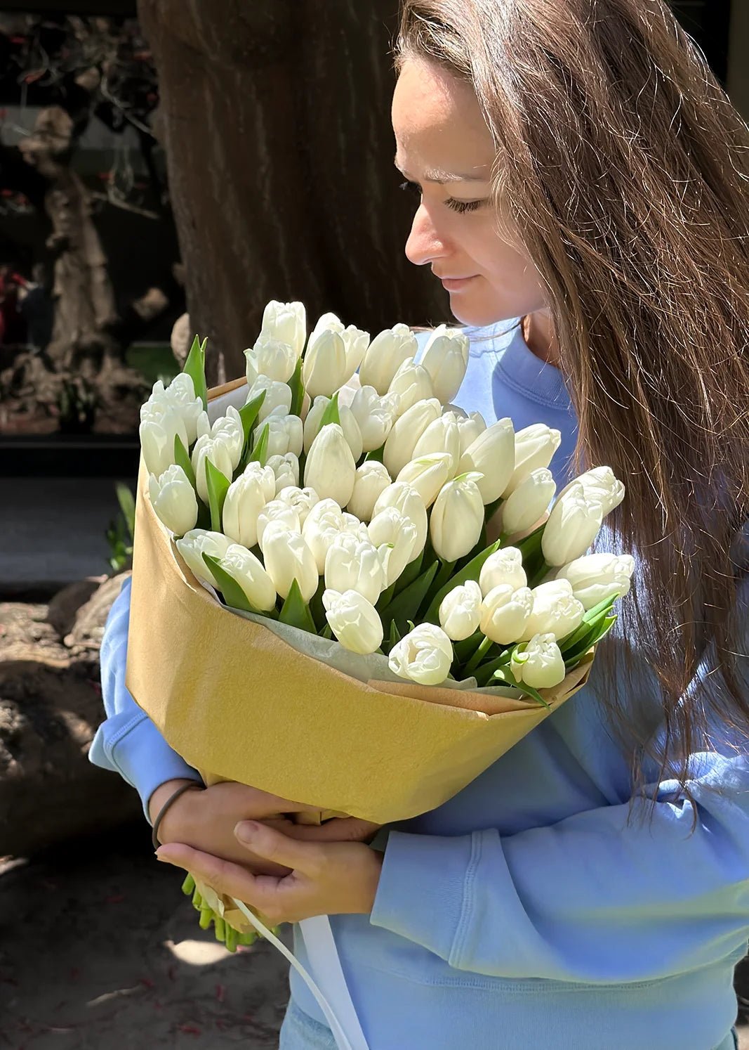 NO. 40. Bouquet of White Tulips | Cherry Blossom | Flowers Delivery in LA